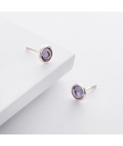 Silver earrings - studs (amethyst) 122172 Onyx
