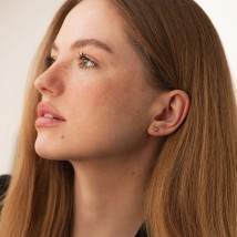 Gold single earring "Ball" s08791 Onyx