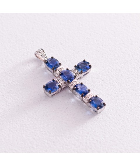 Gold cross with sapphires and diamonds 1p759-0072 Onyx