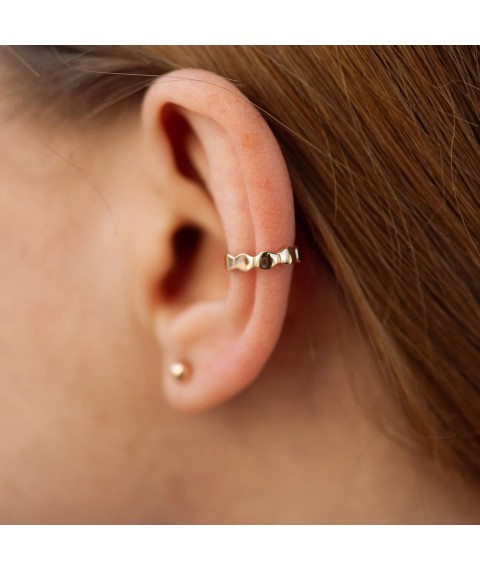Earring - cuff "Grani" in red gold s07910 Onyx
