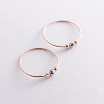 Gold hoop earrings with balls s07784 Onyx