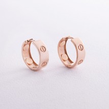 Earrings - rings "Love" in red gold s08166 Onyx
