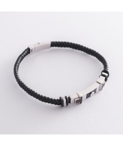 Rubber bracelet (enamel, cubic zirconia) b03988 Onix 20