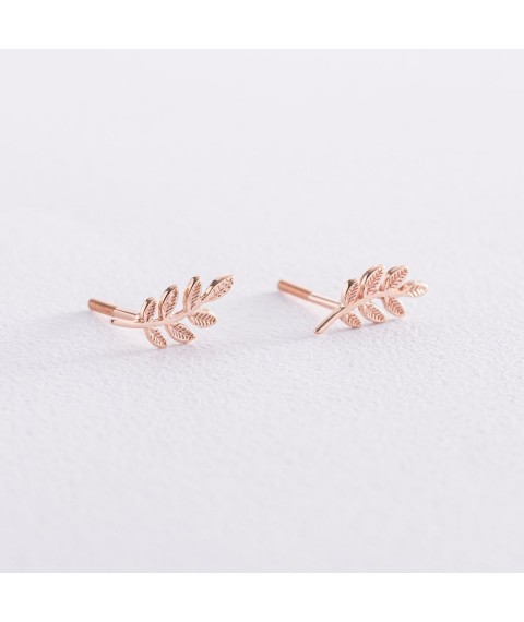 Gold earrings - studs "Twigs" s07003 Onix