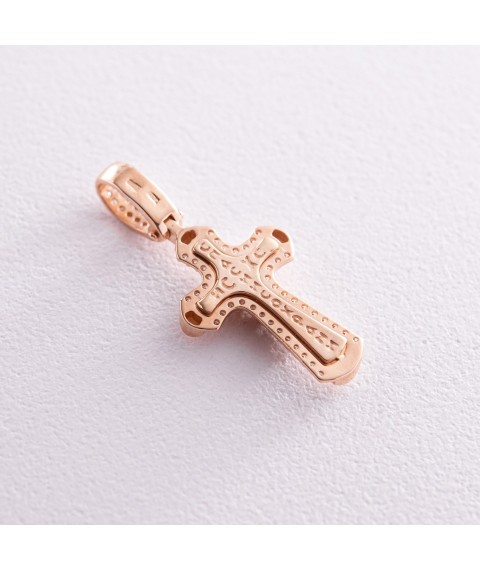 Orthodox cross "Crucifixion. Save and Preserve" (enamel, cubic zirconia) 270065E Onyx