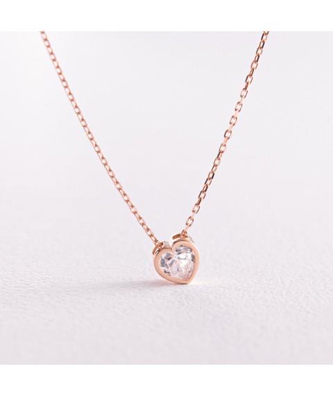 Necklace "Heart" with cubic zirconia (red gold) coll02297 Onix 45