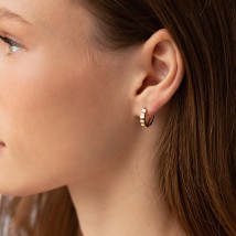 Сережки - кільця "Ruby" у жовтому золоті с09126 Онікс