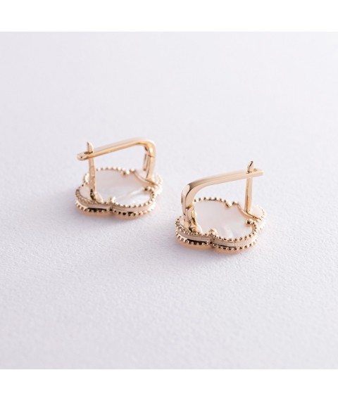 Earrings "Clover" in yellow gold (mother of pearl) s08295 Onyx