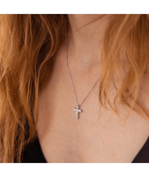 Cross in white gold with diamonds 125101121 Onyx