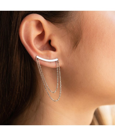 Silver single earring - climber with chains (on the right ear) 7077R Onyx