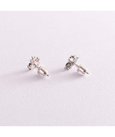 Silver earrings - studs "Bees" 123196 Onyx