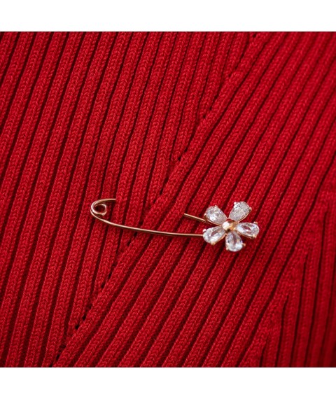 Gold pin "Flower" (cubic zirconia) 00141 Onix