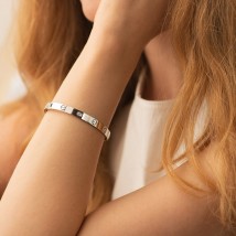 Жесткий браслет "Love" из белого золота (фианит) б03337 Онікс 18