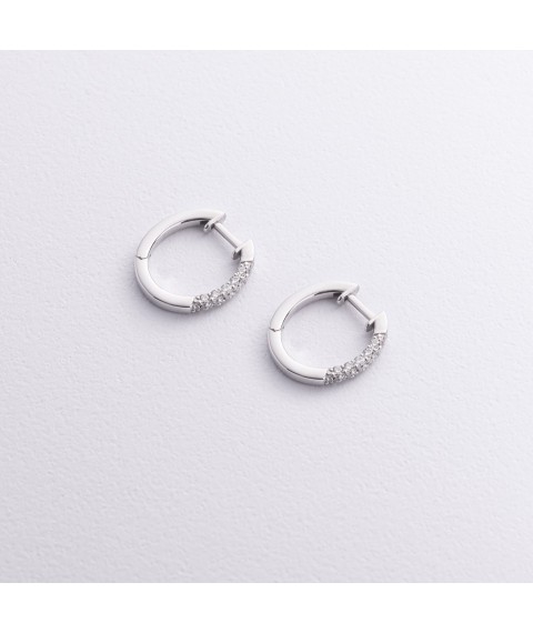 Earrings - rings with diamonds (white gold) 340131121 Onyx