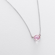 Серебряное колье с синтетическим кварцем 18858 Онікс  40