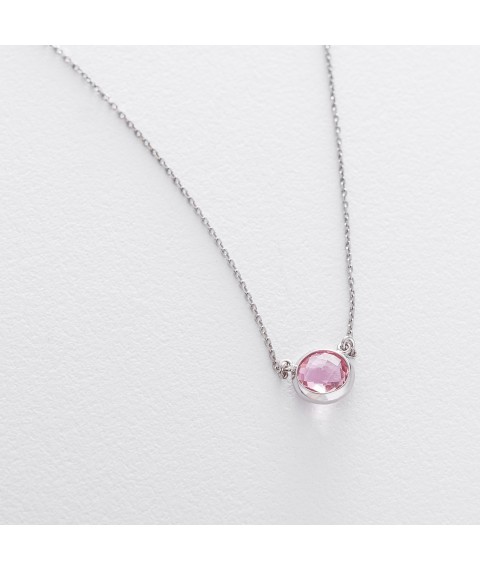 Серебряное колье с синтетическим кварцем 18858 Онікс  40