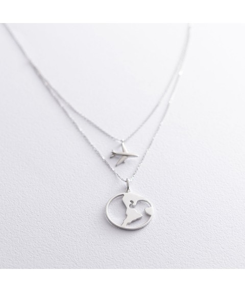 Necklace in white gold "Around the World" coll01686 Onix 45