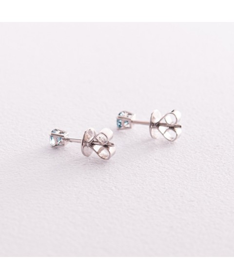 Gold earrings - studs (topaz "London blue") sb0115gl Onyx