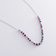 Silver necklace (multi-colored cubic zirconia) 181008 Onyx 45