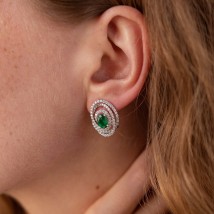 Gold earrings with emeralds and diamonds doubs654 Onyx