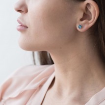 Gold earrings - studs (Topaz London Blue) s06674 Onyx
