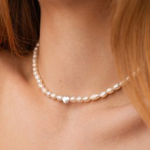 Silver necklace "Heart" with pearls 908-01440 Onix 41