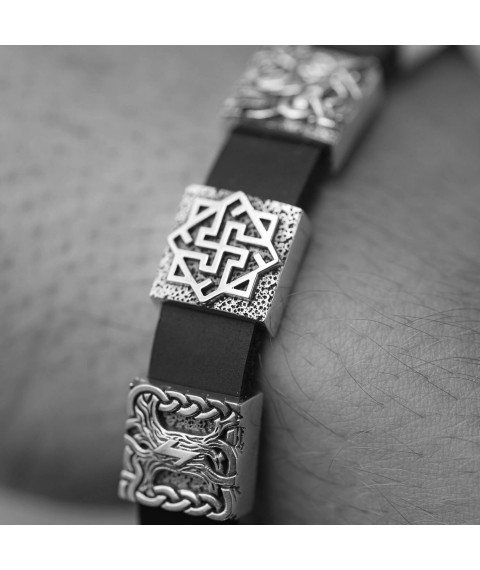 Men's silver bracelet (leather) OR134710 Onix 18