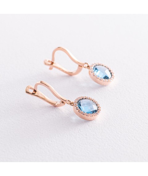 Gold earrings with blue and white cubic zirconia s07407 Onyx