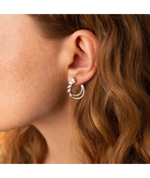 Gold earrings "Droplets" with diamonds sb0412cha Onyx