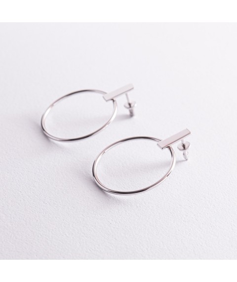 Earrings - studs "Confidence" in white gold s07883 Onyx