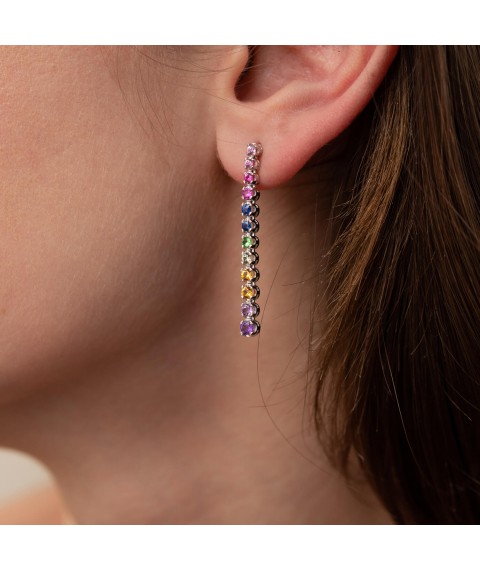 Gold earrings - studs (sapphires, citrines, tsavarites, amethysts) sb0439di Onix