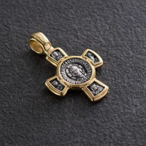 Silver cross with gilding. '' Saved. Kasperovskaya Icon of the Mother of God'' 132444 Onyx