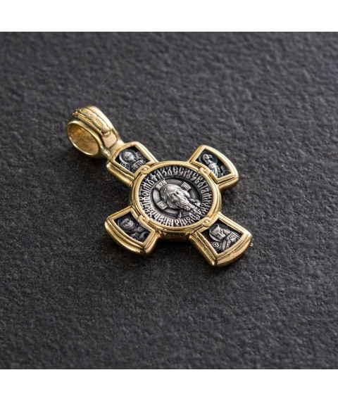 Silver cross with gilding. '' Saved. Kasperovskaya Icon of the Mother of God'' 132444 Onyx
