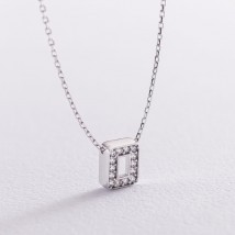 Necklace with the letter "O" in white gold (cubic zirconia) kol01329О Onyx 45