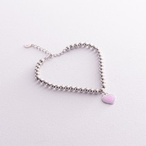 Silver bracelet "Heart" with cubic zirconia 141175 Onix 20