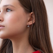 Gold children's earrings with cubic zirconia s05962 Onyx
