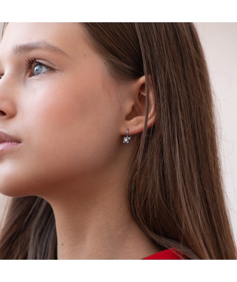 Gold children's earrings with cubic zirconia s05962 Onyx