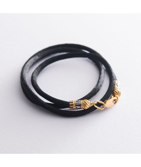 Silk cord "Save and Preserve" with silver gilded clasp (3mm) 18444 Onyx 50