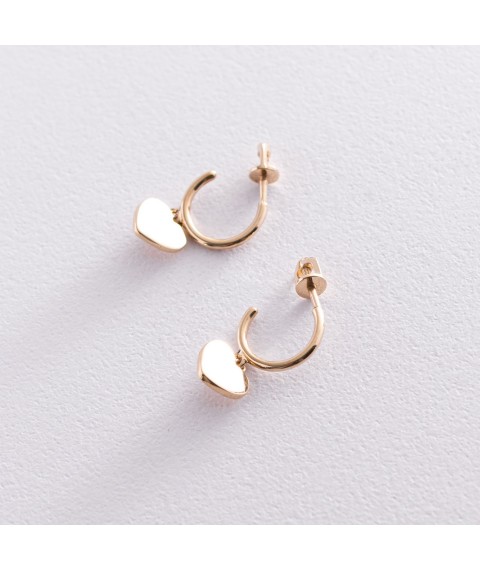 Gold earrings - studs "Hearts" s07393 Onix