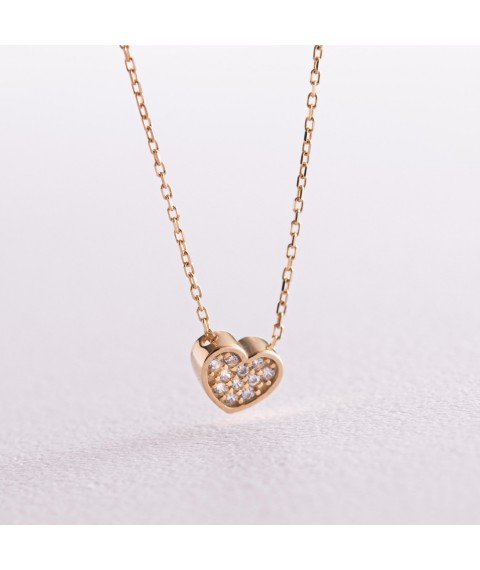 Necklace "Heart" with cubic zirconia (yellow gold) count02317 Onyx 45