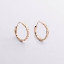 Серьги - кольца в желтом золоте (1.2 см) с07307 Онікс