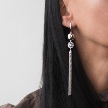 Dangling earrings made of white gold with cubic zirconia s06448 Onyx