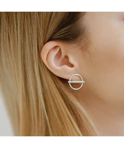 Silver earrings - studs "Balance" 122585 Onyx