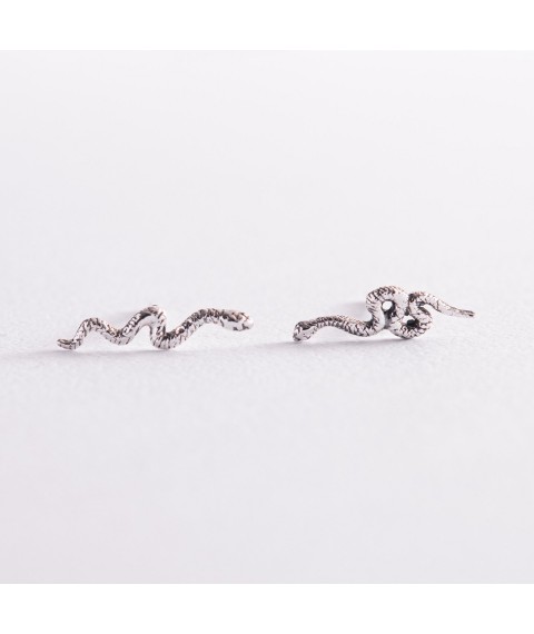 Срібні сережки - пусети "Змії" 123198 Онікс