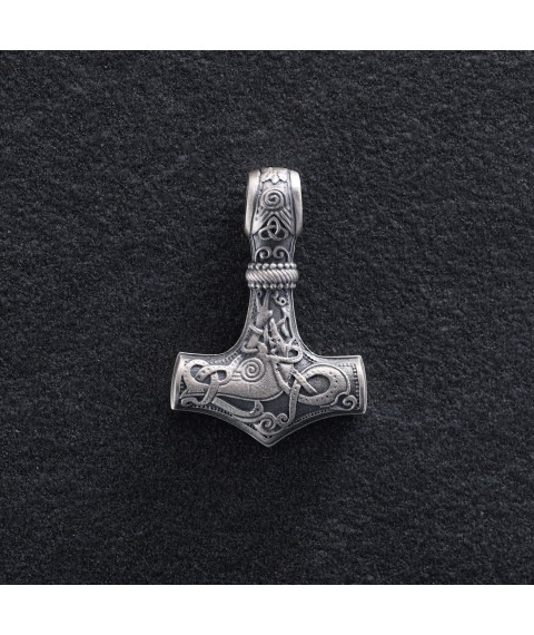 Silver pendant "Thor's Hammer" 133241 Onyx