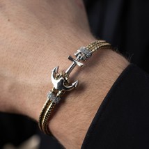 Gold bracelet "Anchor" with cubic zirconia b02742 Onyx