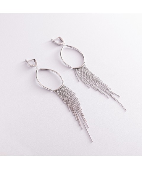 Silver earrings "Rain" 122325 Onyx