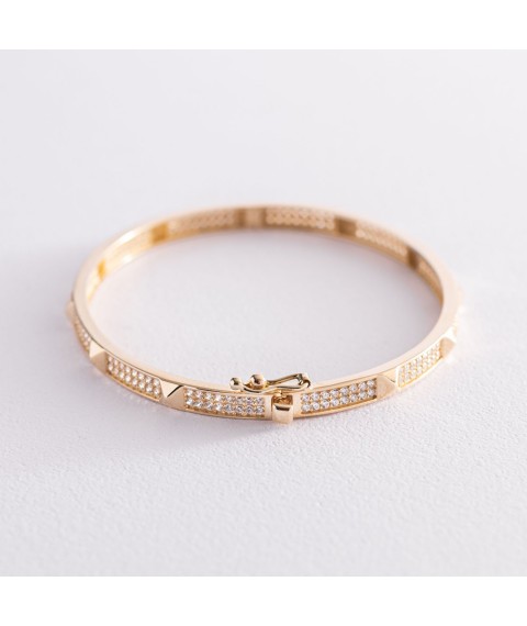 Rigid bracelet in yellow gold (cubic zirconia) b04750 Onyx