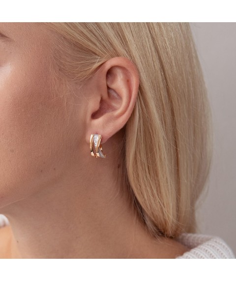 Gold earrings (cubic zirconia) s05200 Onyx