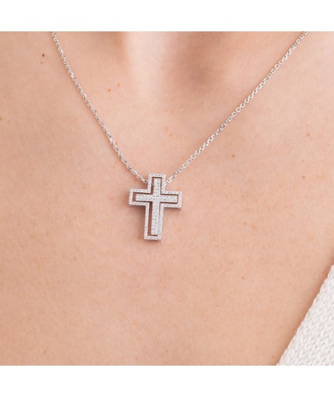 Cross in white gold with diamonds 116001121 Onyx